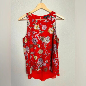 Rachel Roy The Label Multicolor Floral Sleeveless High-Low Top Size Medium